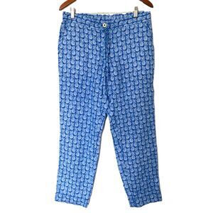 NWT Tommy Bahama Turkish Sea Fineapple Linen Drawstring Cropped Resort Pants S